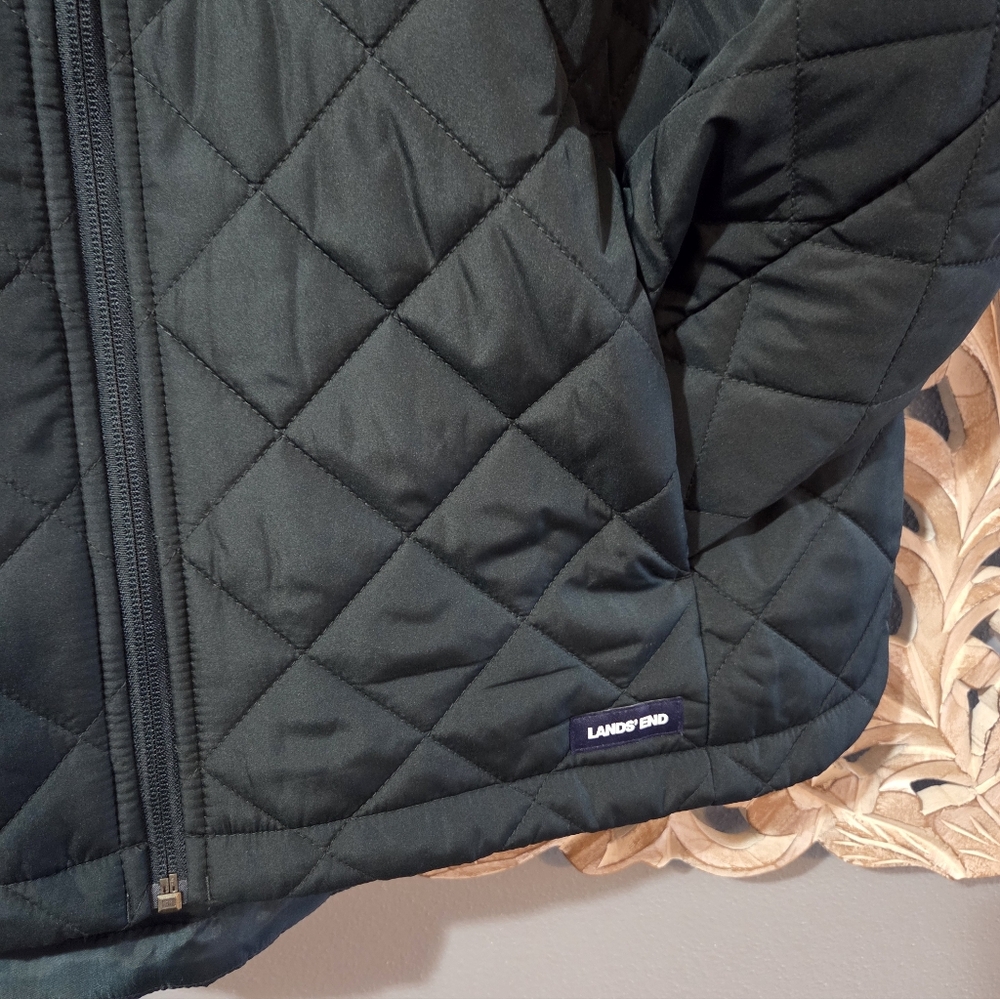 Lands' End Dark Forest Green Quilted Jacket Size Large - Picture 3 of 6